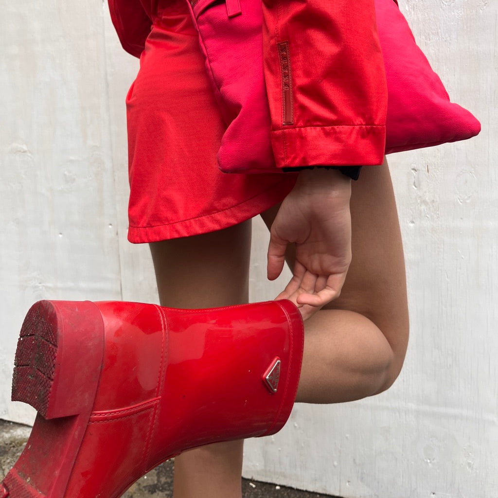 Prada Red Wellies