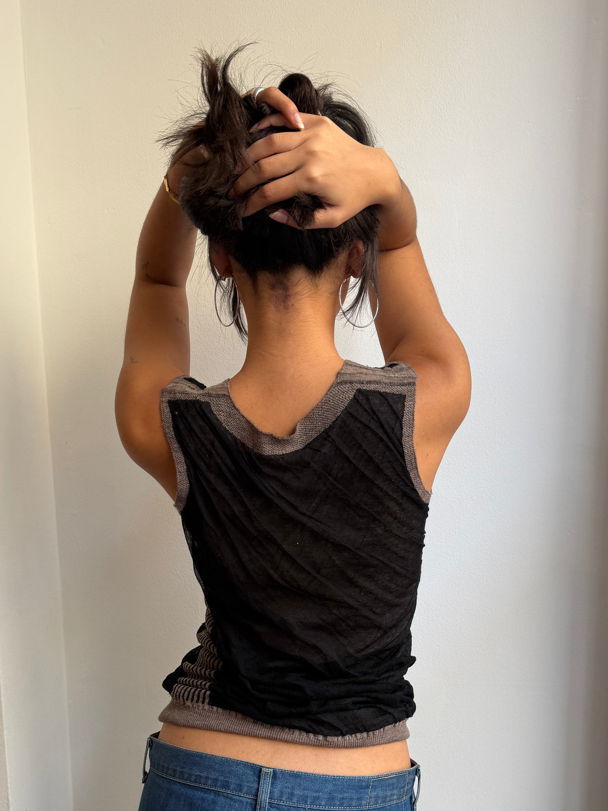 Blue Deep Double Layer Knit Tank