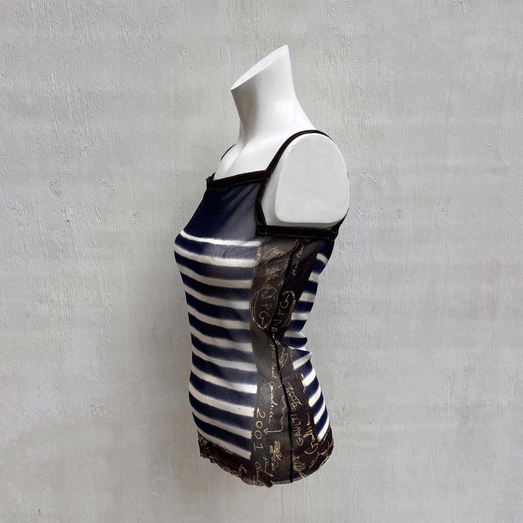 Jean Paul Gaultier Maille SS 2001 Sailor Stripe Mesh Top