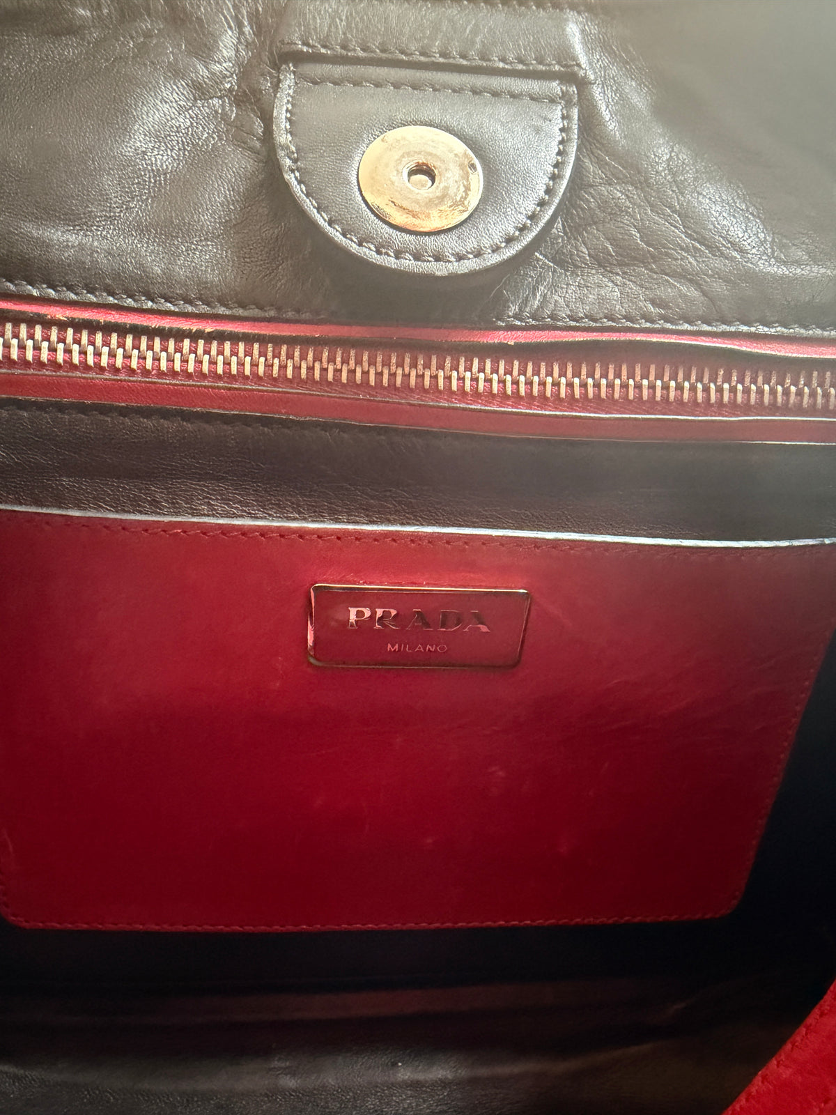 Prada Red Studded Twin Pocket Tote