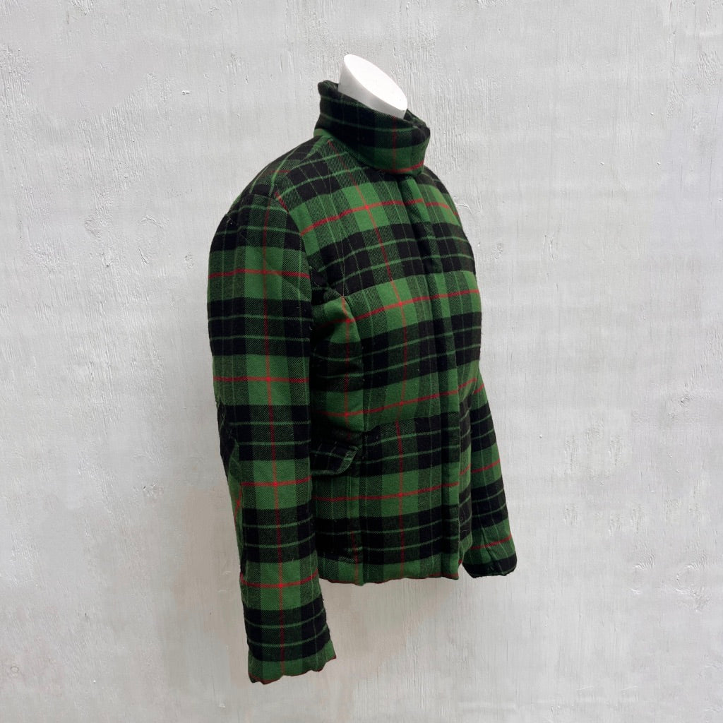 Jean Paul Gaultier Green Plaid Puffer Jacket
