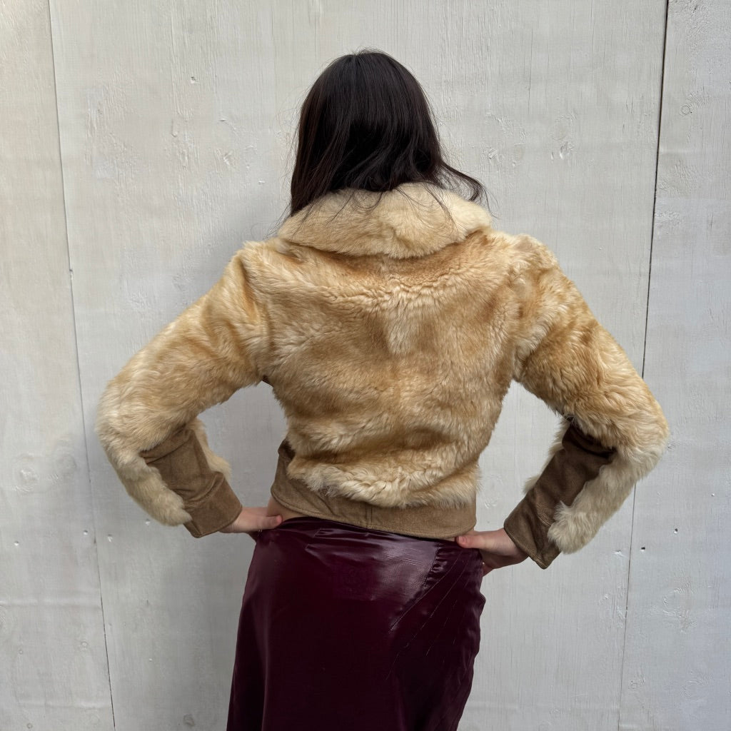 Cream Sheepskin & Suede Jacket