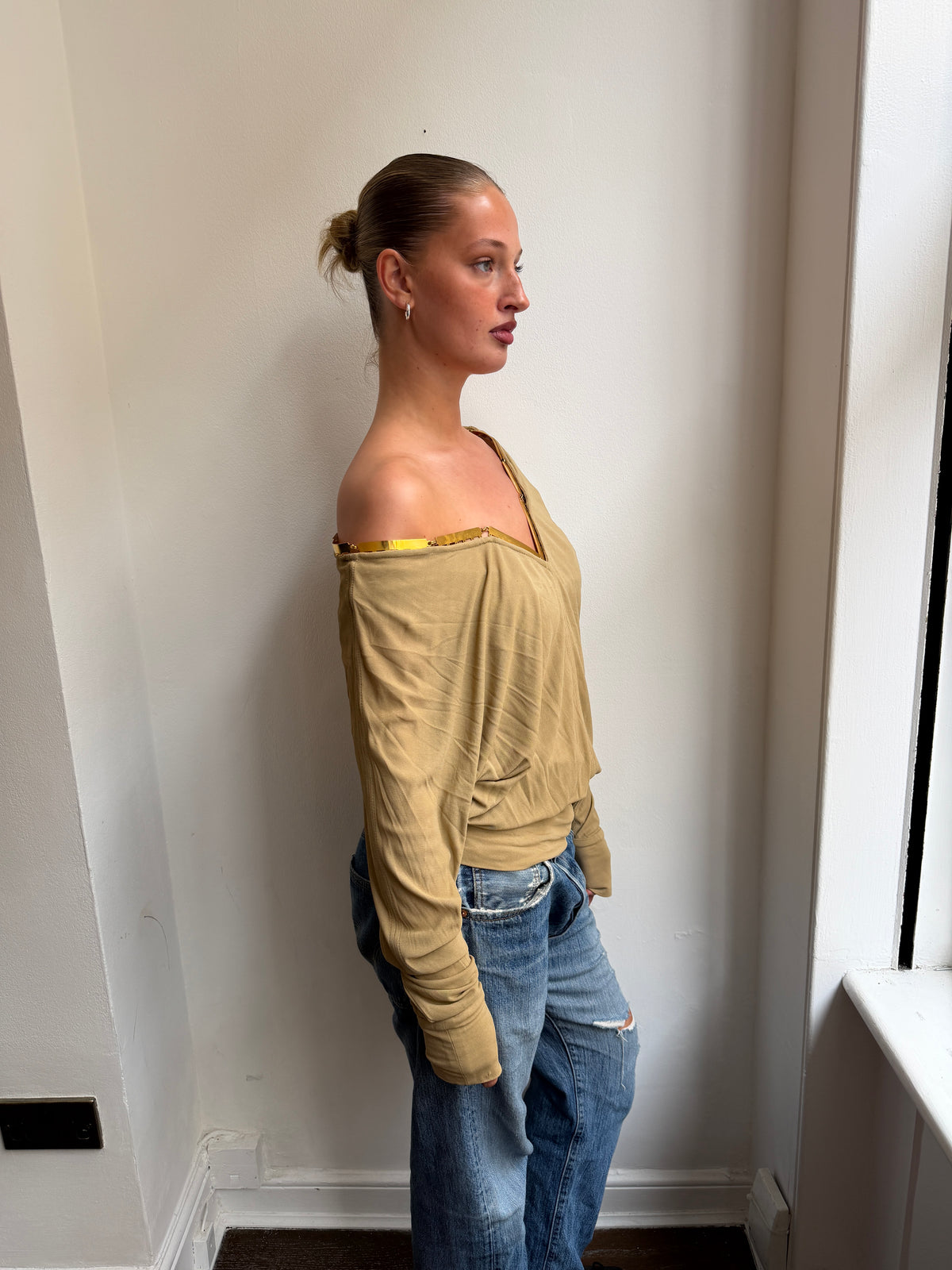 Dolce & Gabbana Gold Neckline Top