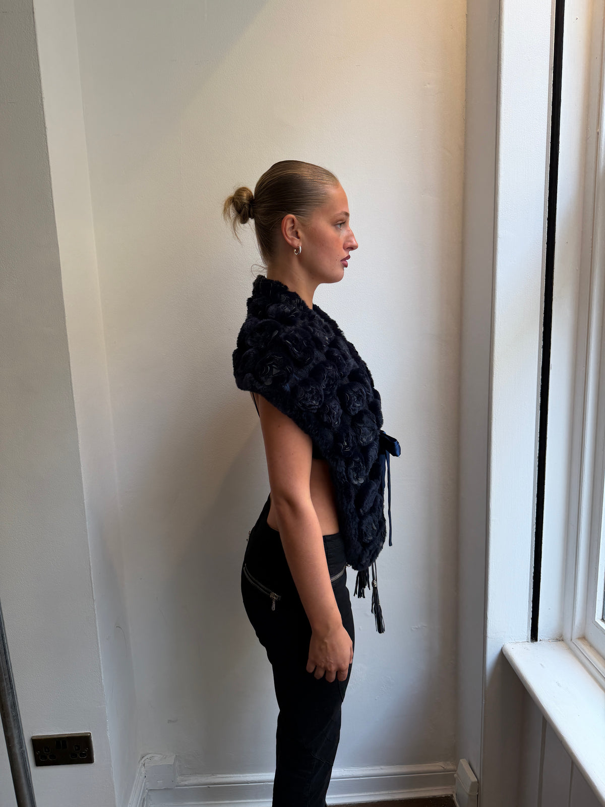 Navy Rosette Capelet