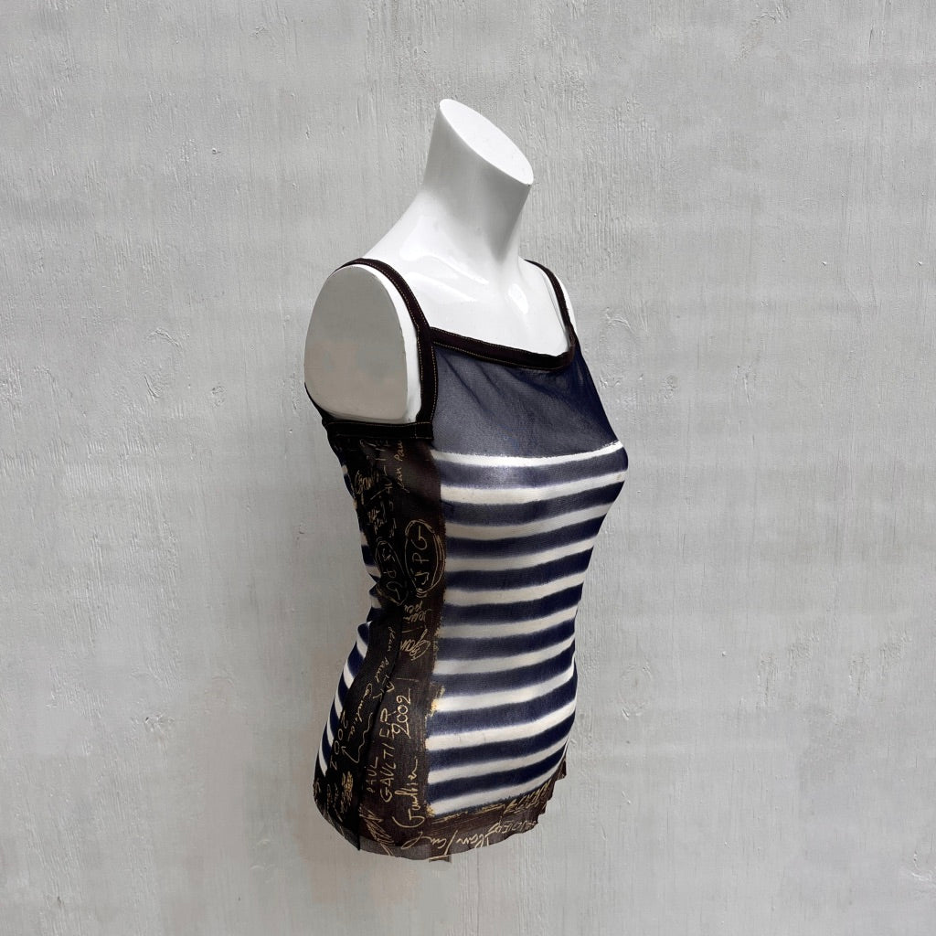 Jean Paul Gaultier Maille SS 2001 Sailor Stripe Mesh Top
