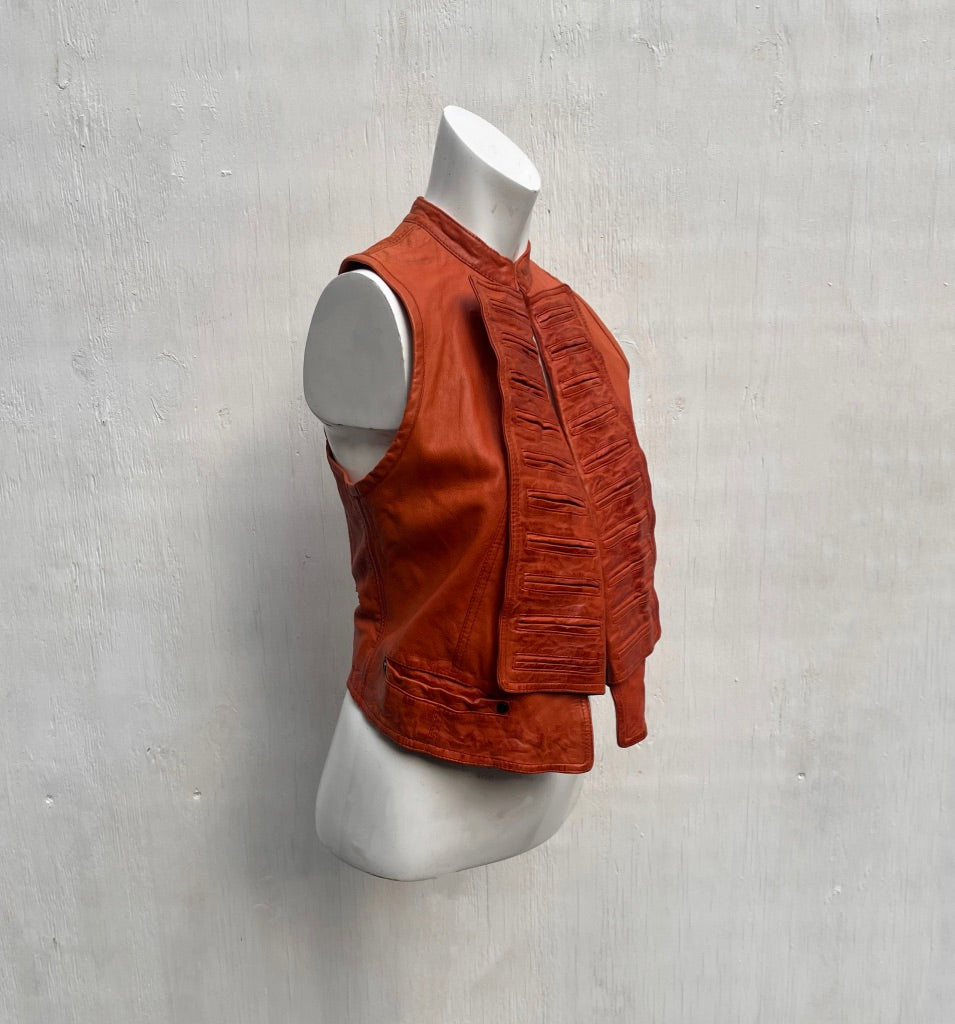 Plein Sud Orange Leather Gilet