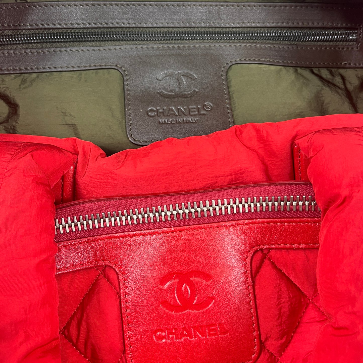 Chanel Sport Red Quilted Tote Bag