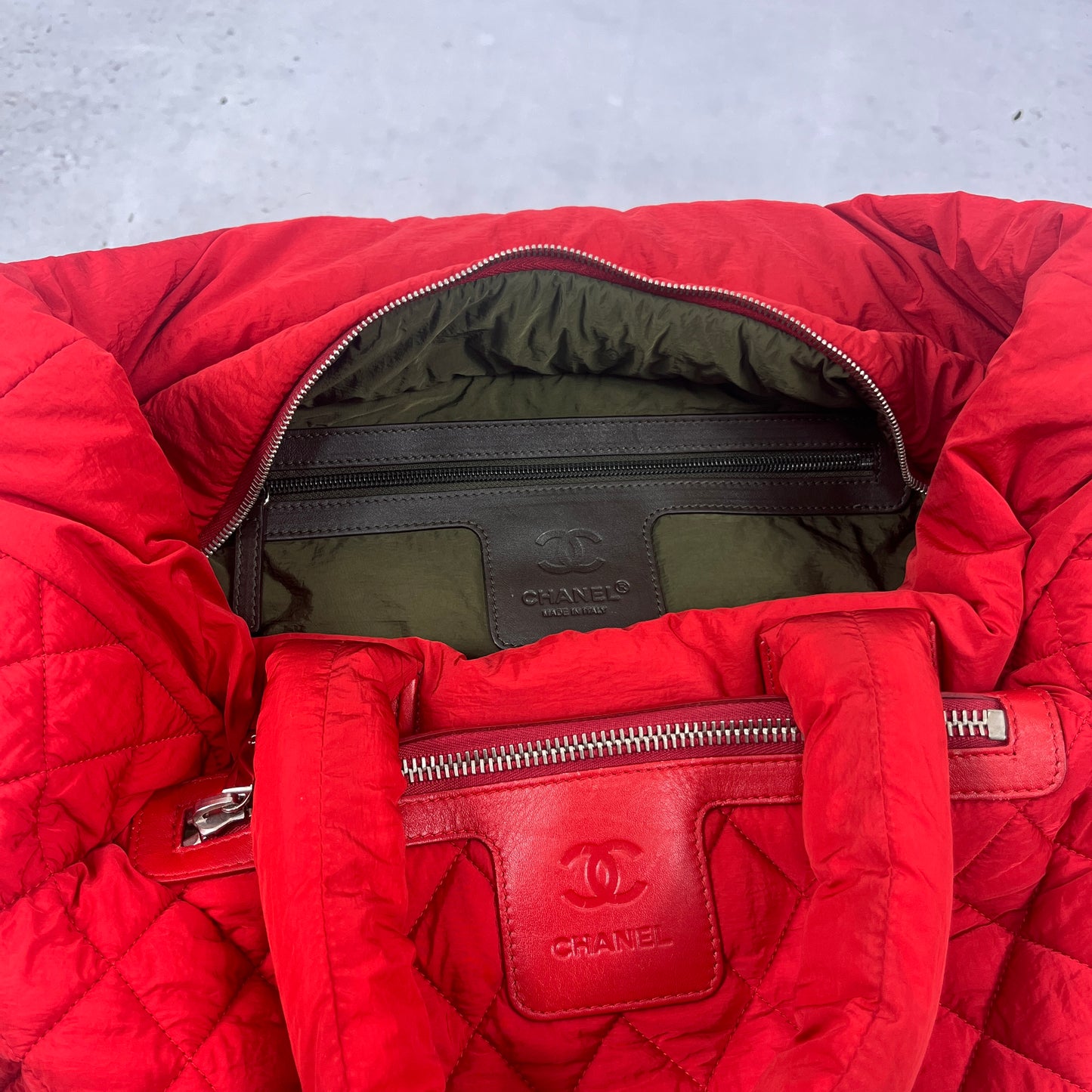 Chanel Sport Red Quilted Tote Bag