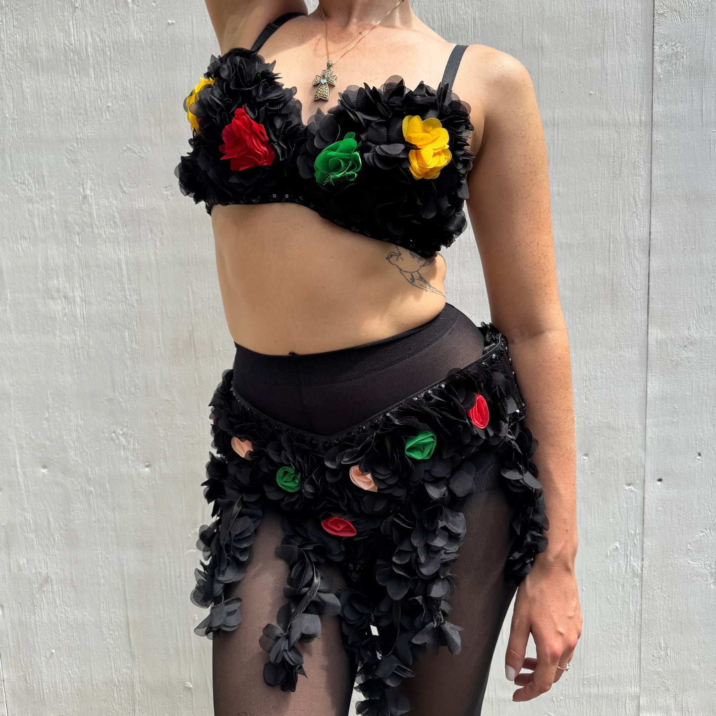1990's Floral Bra & Belt Set