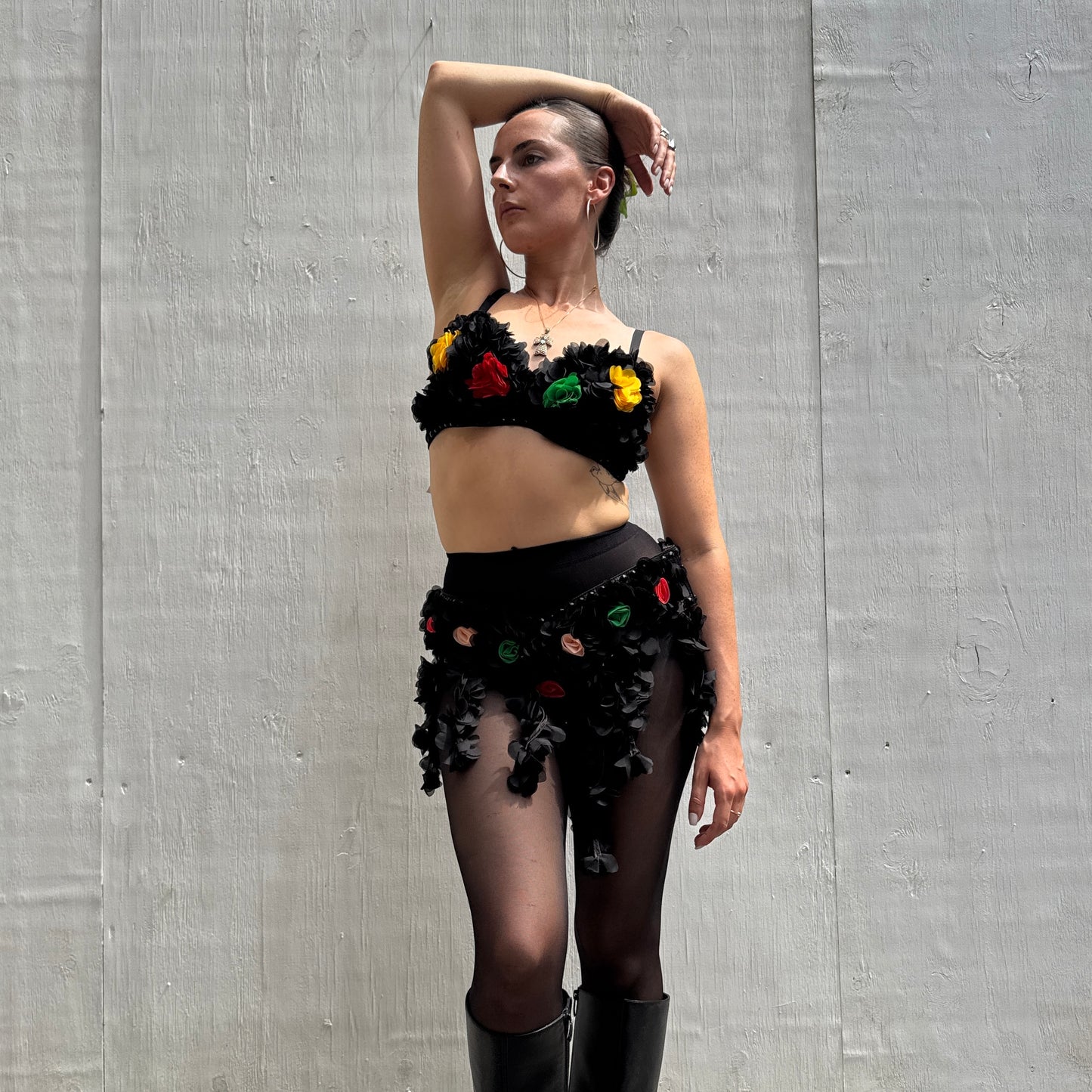 1990's Floral Bra & Belt Set