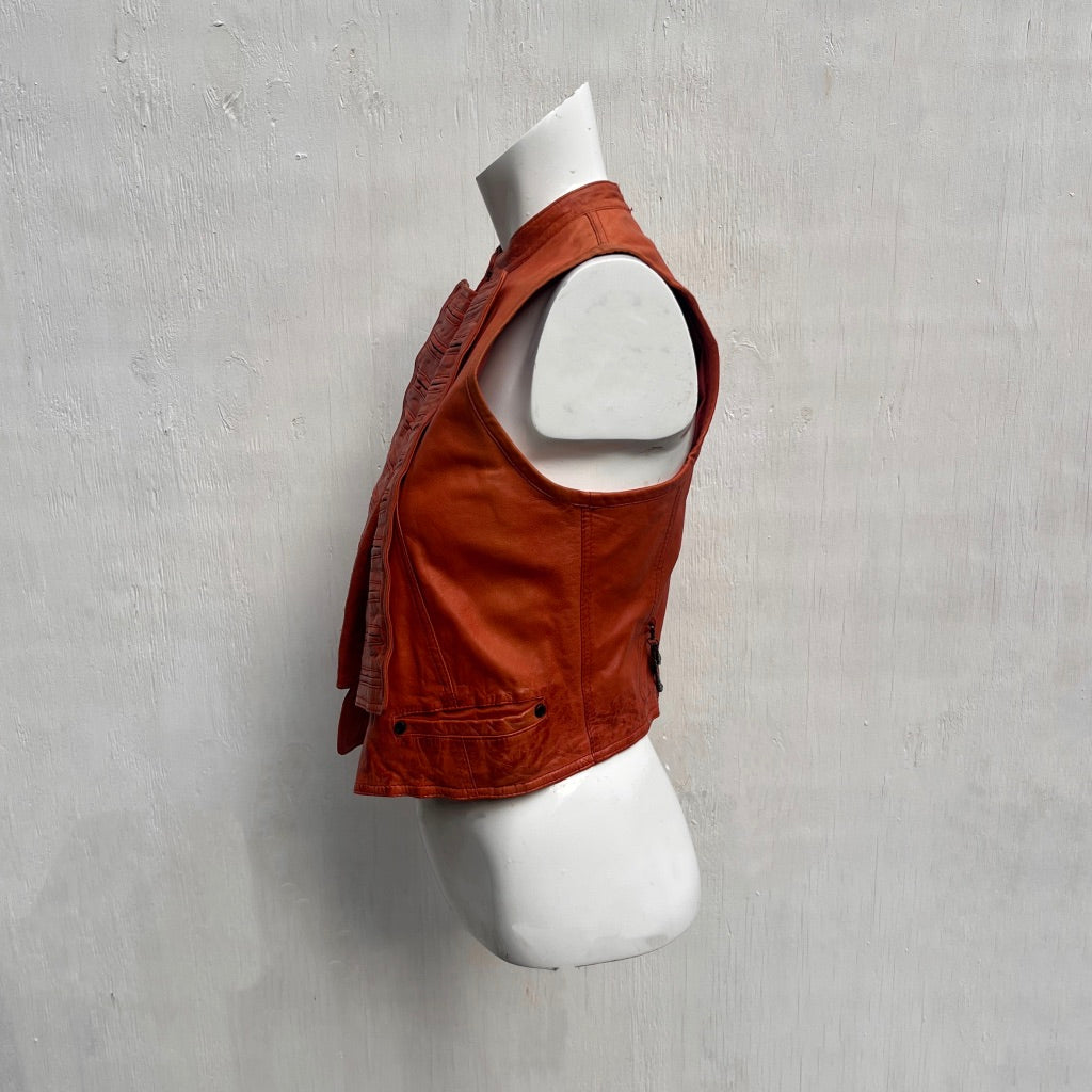 Plein Sud Orange Leather Gilet