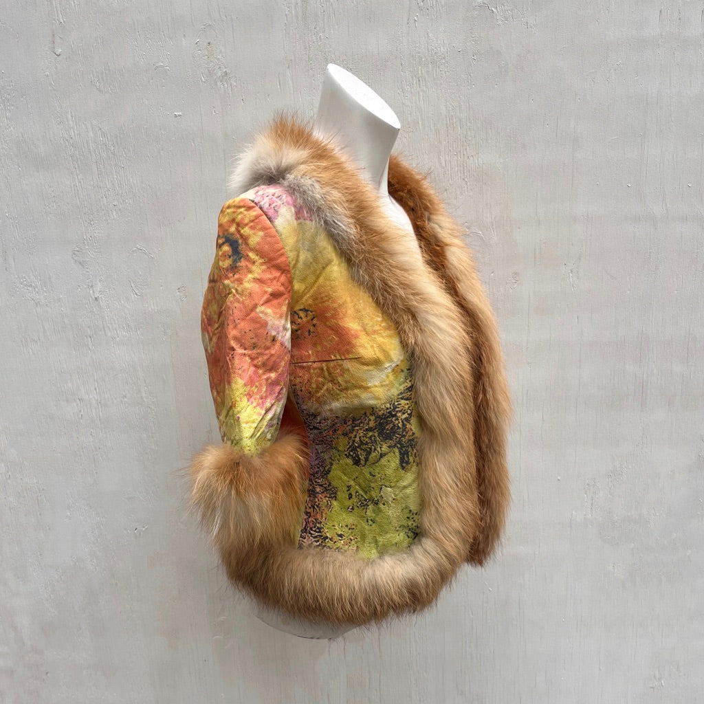 Tie Dye Leather Fur Jacket