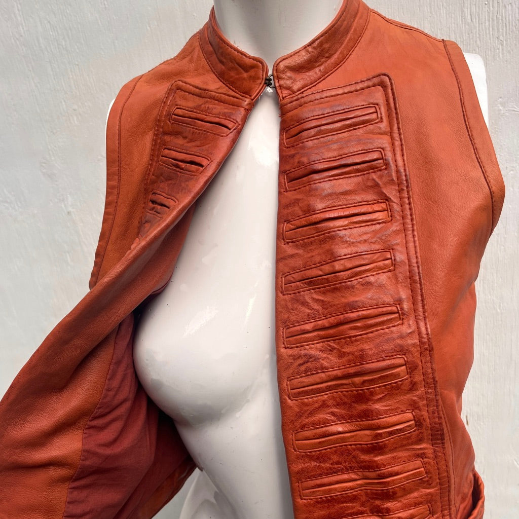 Plein Sud Orange Leather Gilet