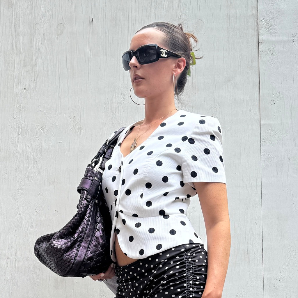Polka Dot Short Sleeve Blazer
