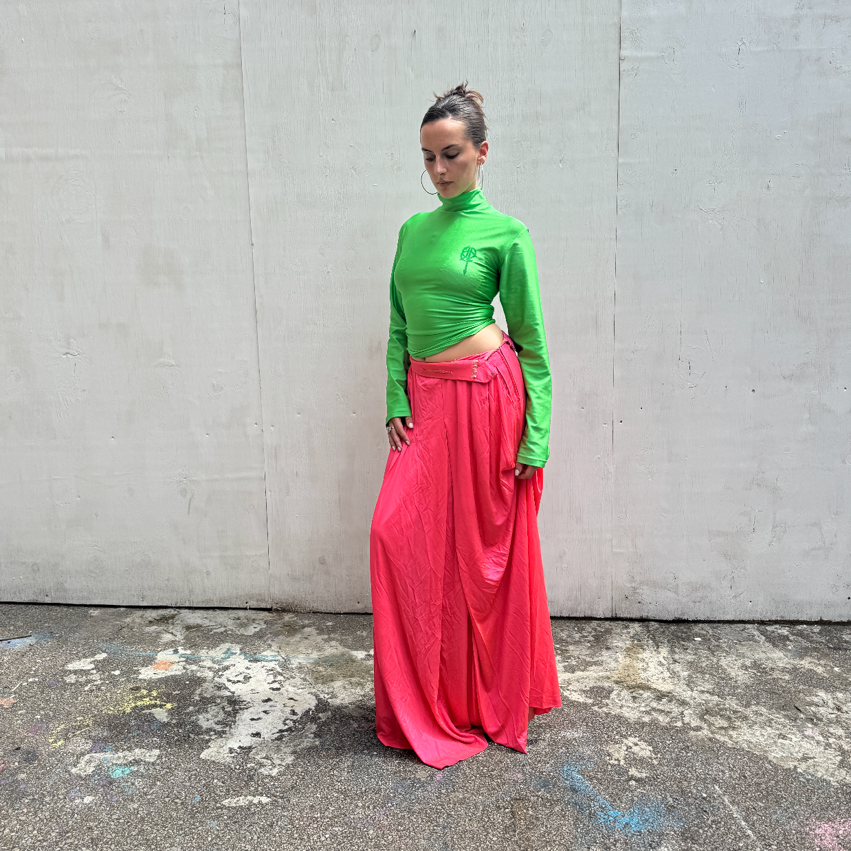 Emilio Pucci Neon Pink Silk Maxi Skirt