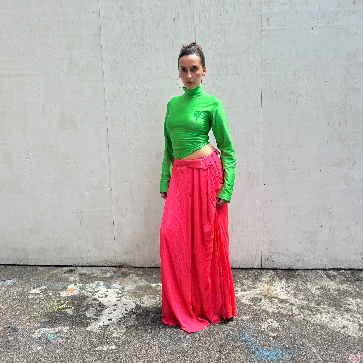 Emilio Pucci Neon Pink Silk Maxi Skirt