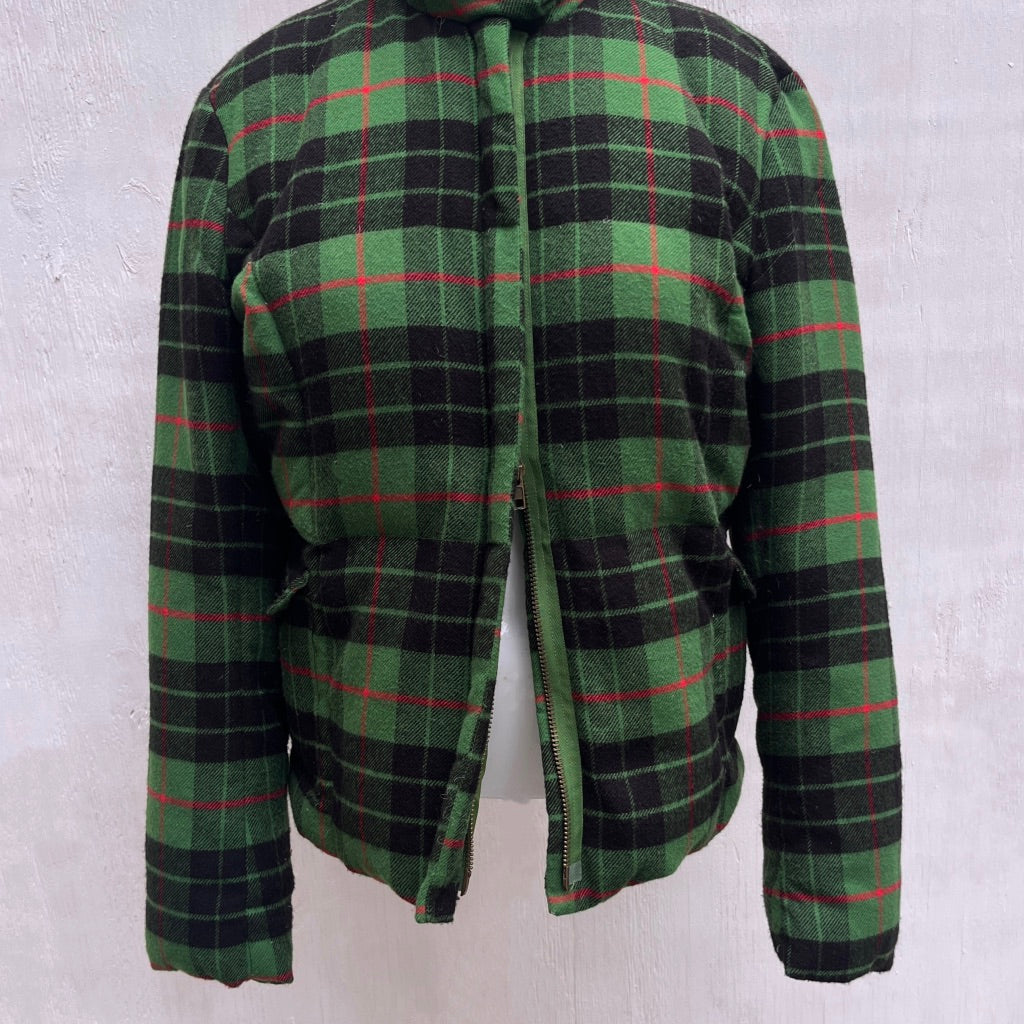 Jean Paul Gaultier Green Plaid Puffer Jacket