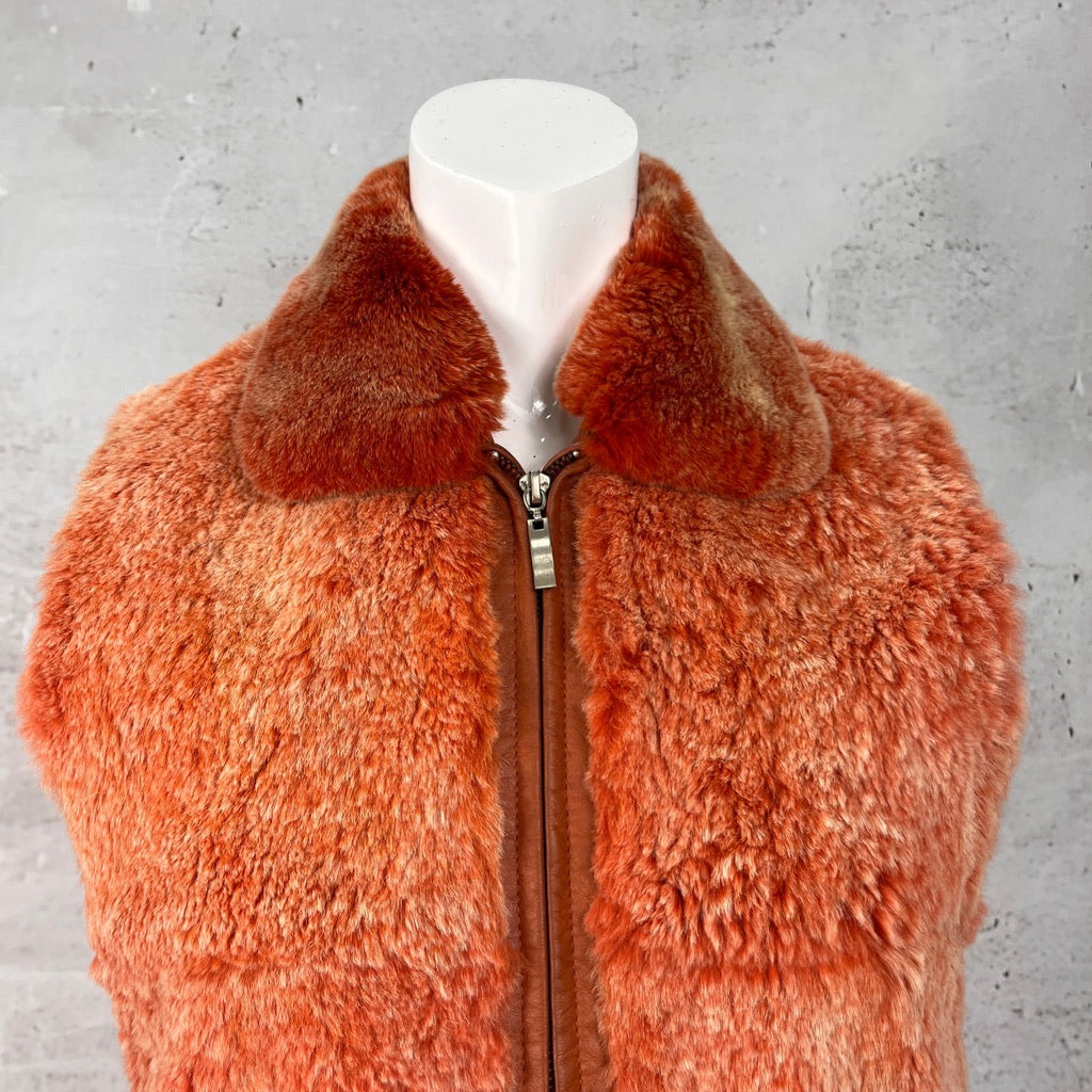 Orange Fur and Leather Gilet