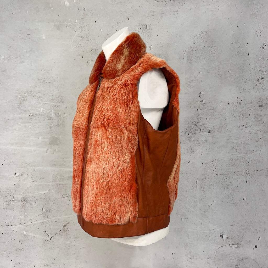 Orange Fur and Leather Gilet