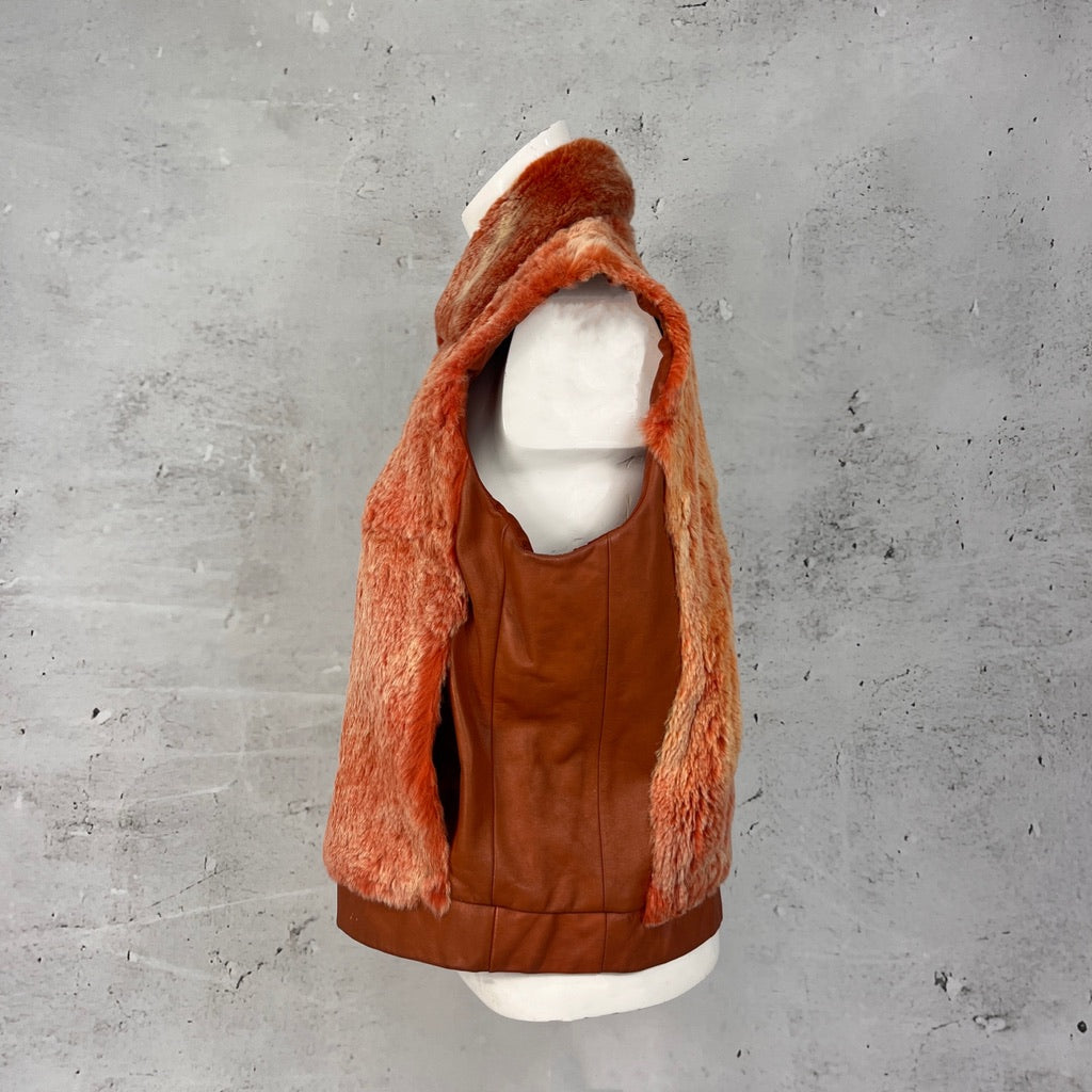 Orange Fur and Leather Gilet