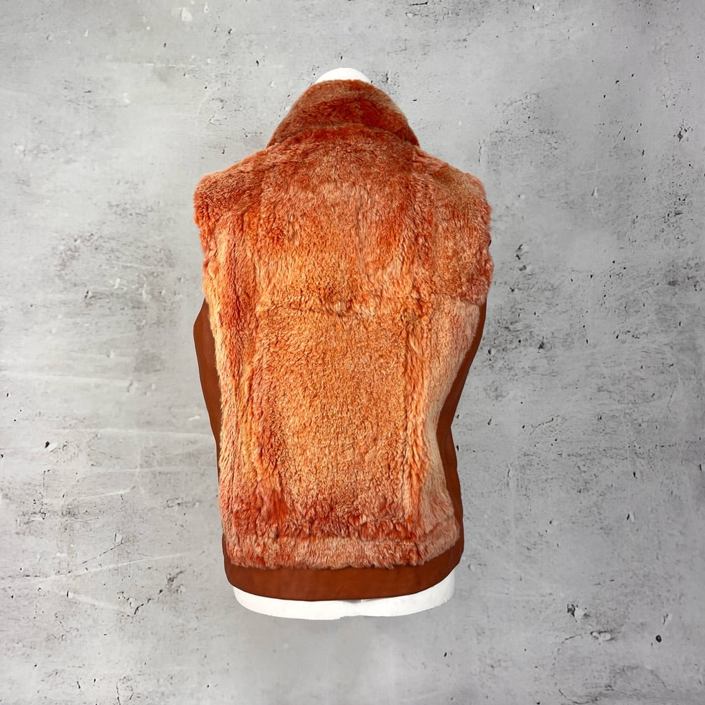 Orange Fur and Leather Gilet