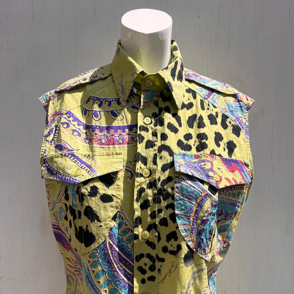 Just Cavalli Green Sleeveless Shirt
