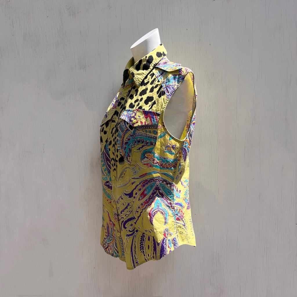 Just Cavalli Green Sleeveless Shirt