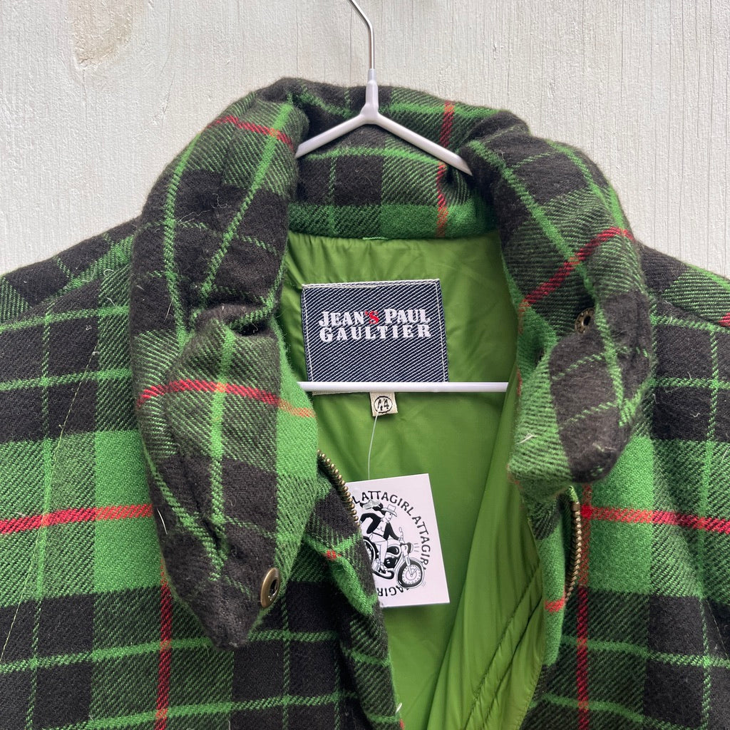 Jean Paul Gaultier Green Plaid Puffer Jacket