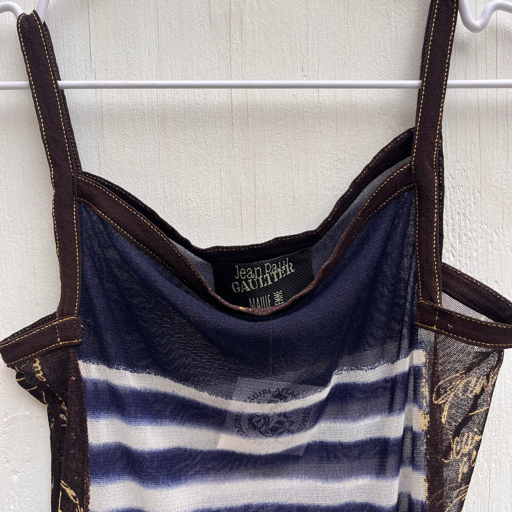 Jean Paul Gaultier Maille SS 2001 Sailor Stripe Mesh Top
