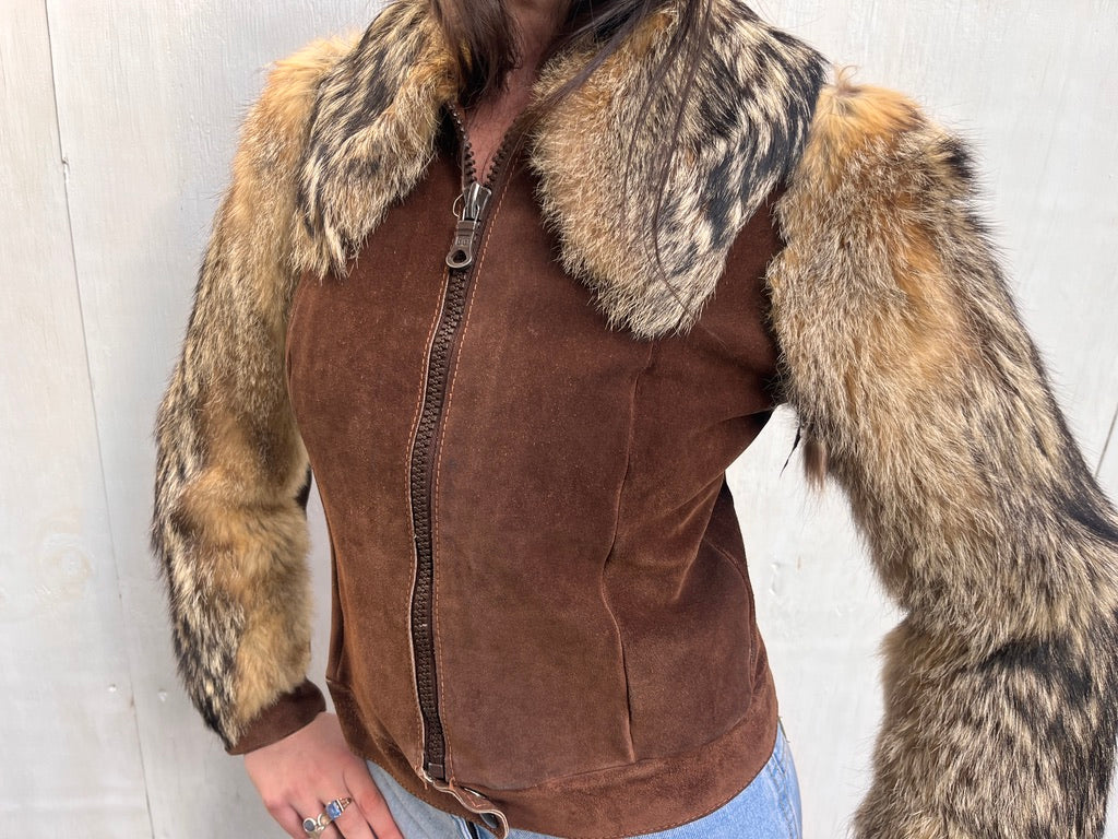 1970's Brown Fur & Suede Jacket