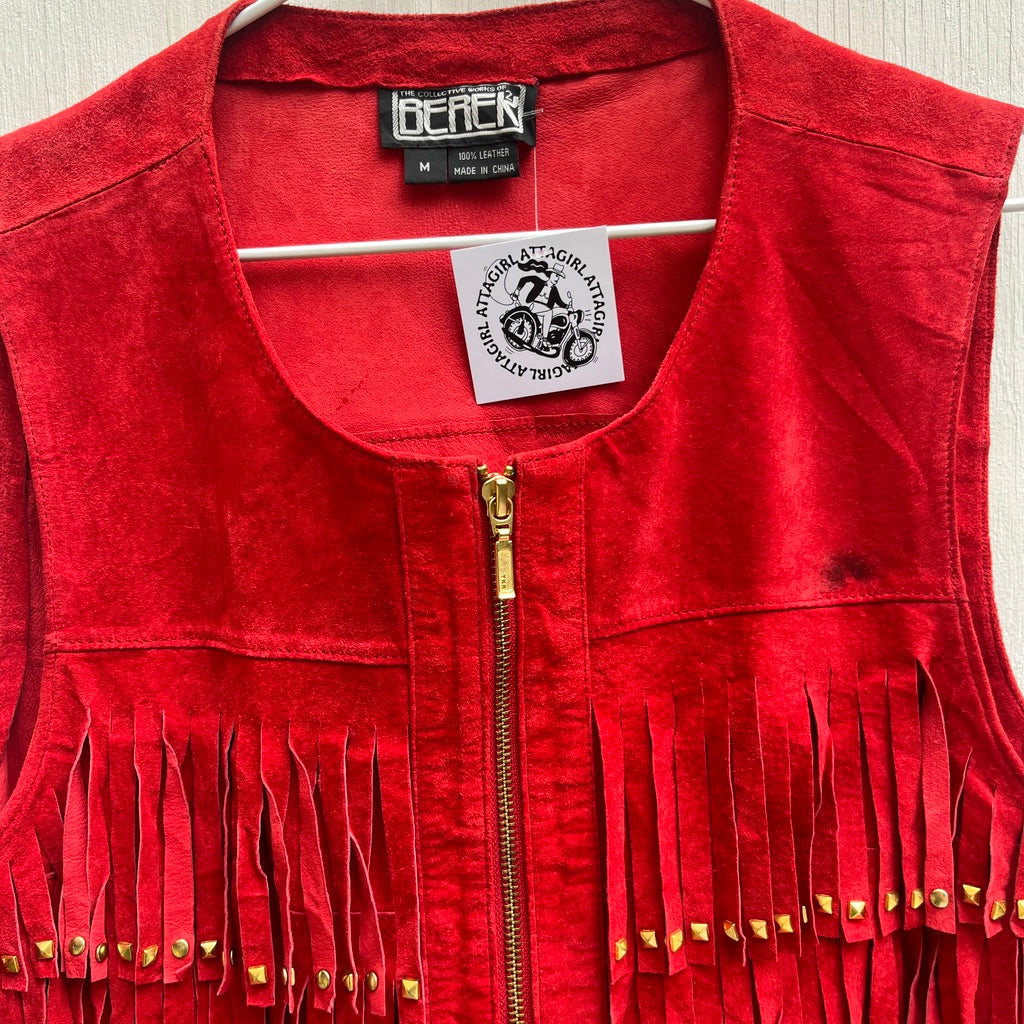 Red Suede Fringe Gilet