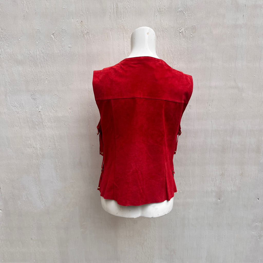 Red Suede Fringe Gilet