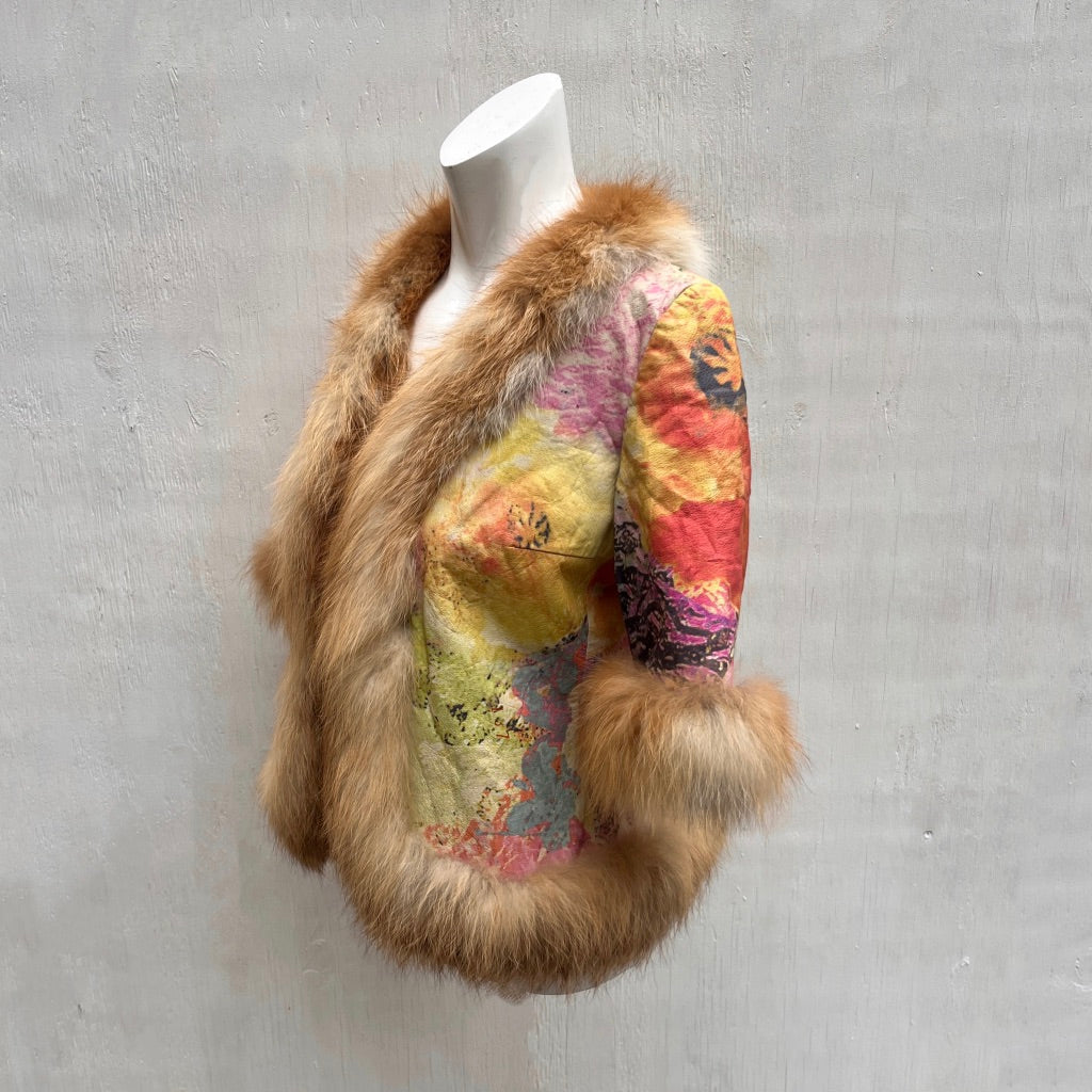 Tie Dye Leather Fur Jacket