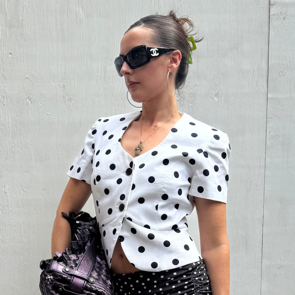 Polka Dot Short Sleeve Blazer