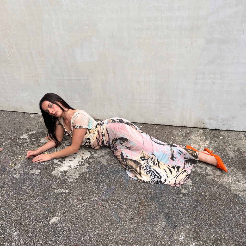 Roberto Cavalli 00's Tiger Print Maxi Skirt