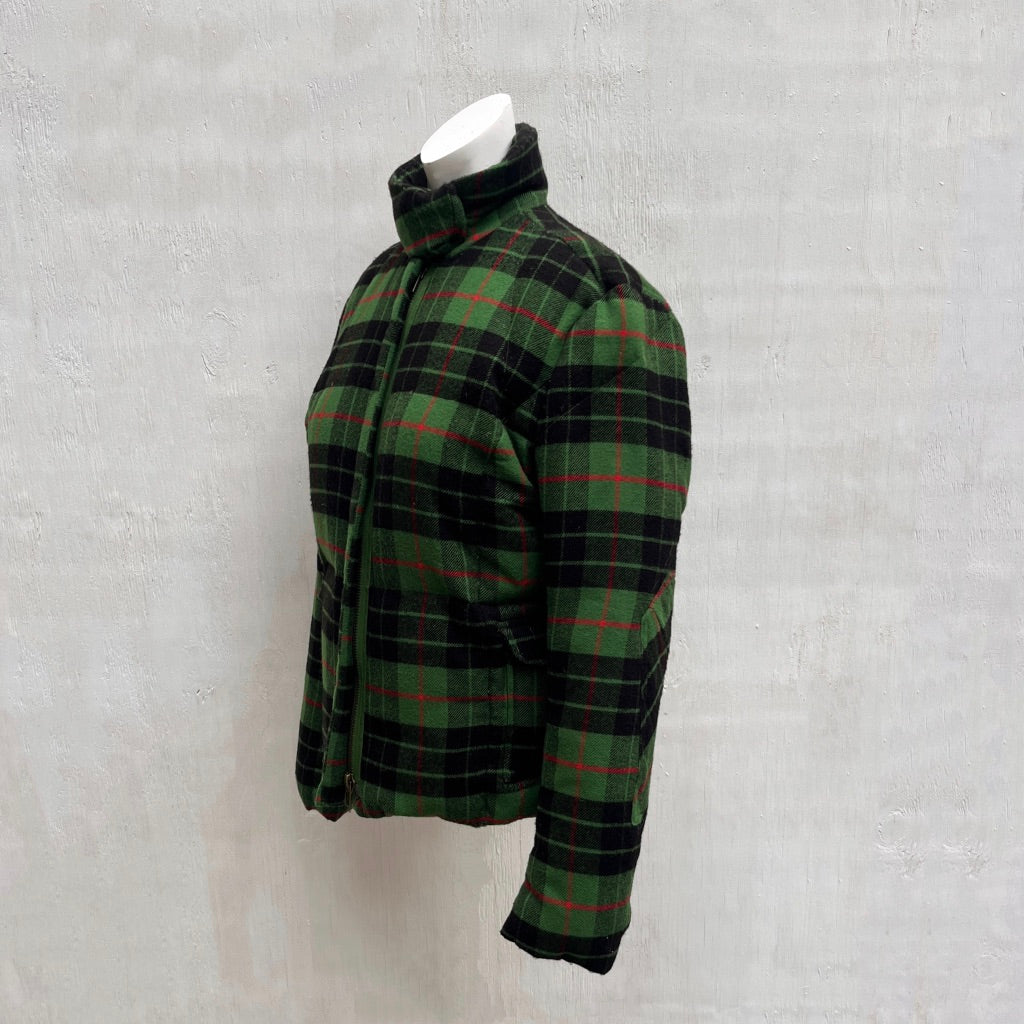 Jean Paul Gaultier Green Plaid Puffer Jacket