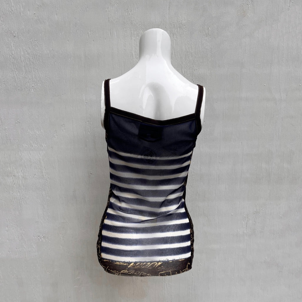 Jean Paul Gaultier Maille SS 2001 Sailor Stripe Mesh Top