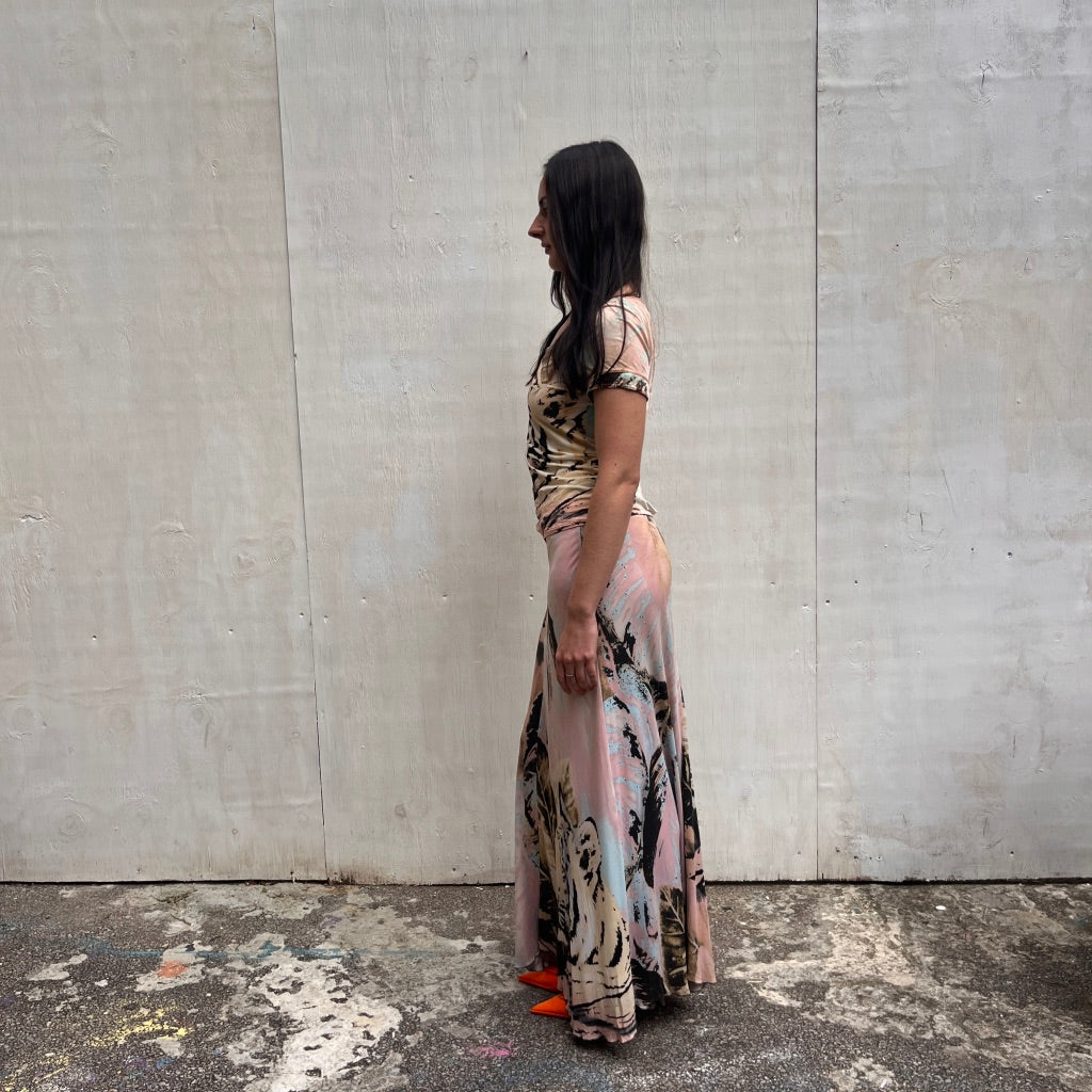 Roberto Cavalli 00's Tiger Print Maxi Skirt