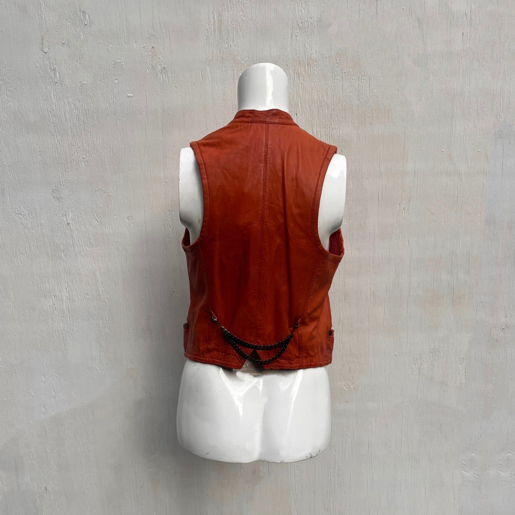 Plein Sud Orange Leather Gilet
