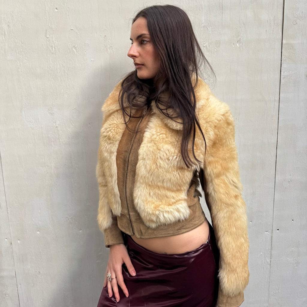 Cream Sheepskin & Suede Jacket