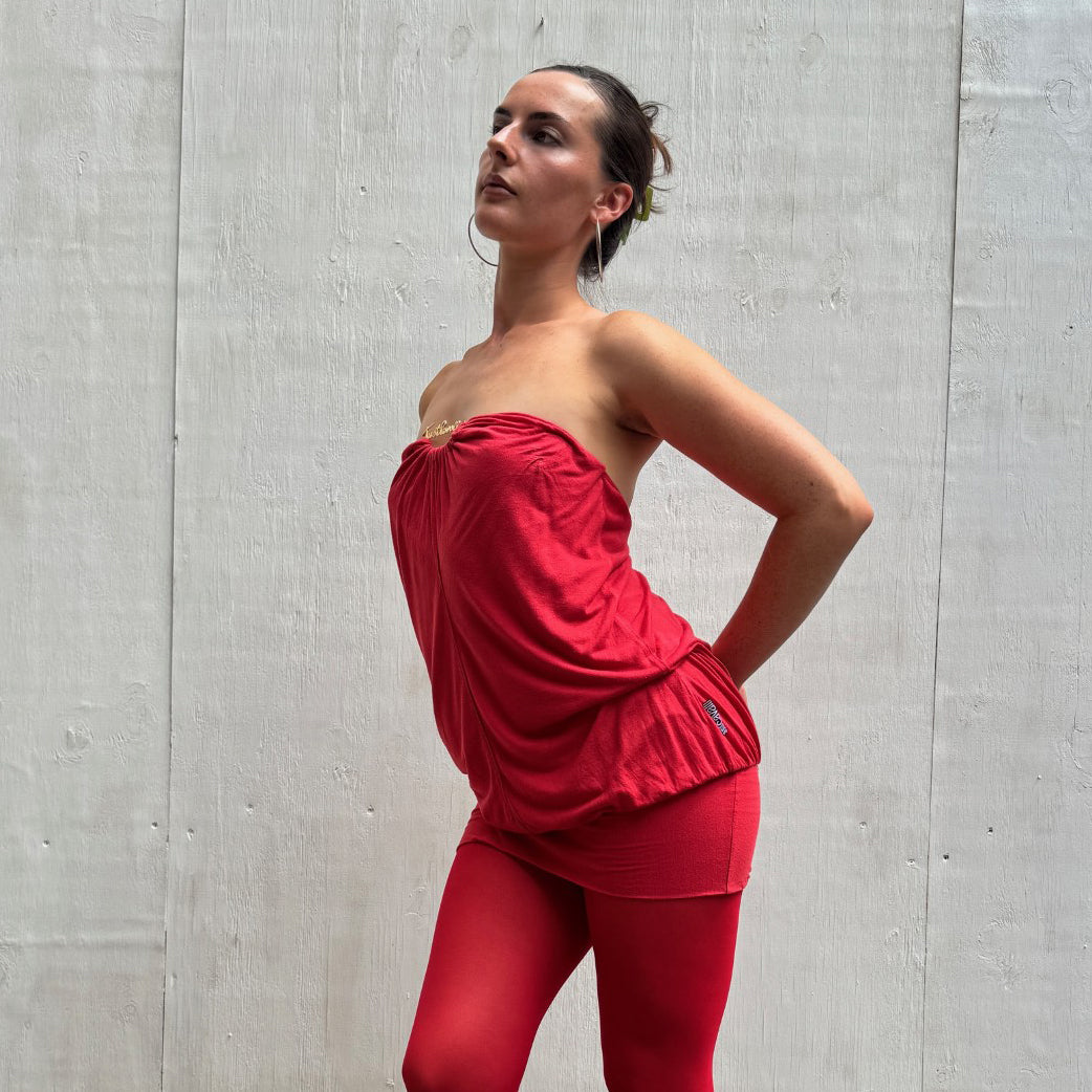 Cavalli Red Stretch Mini Dress