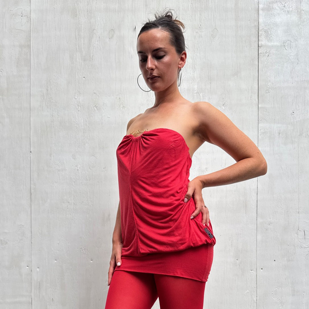 Cavalli Red Stretch Mini Dress