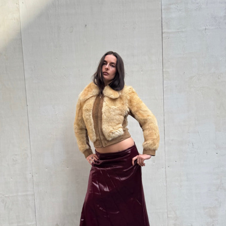 Cream Sheepskin & Suede Jacket