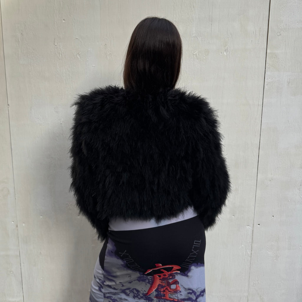 Black Feather Cropped Jacket