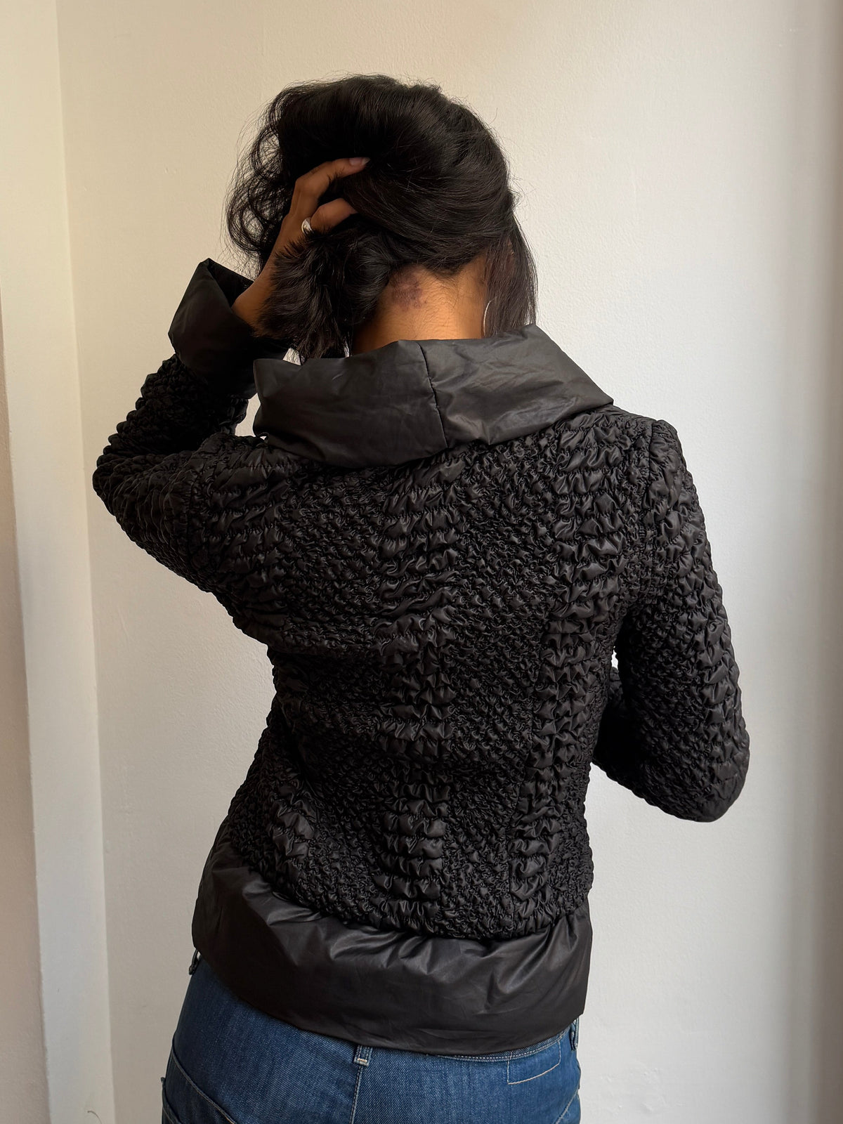 Guess by Marciano Black Textured Puffer Jacket