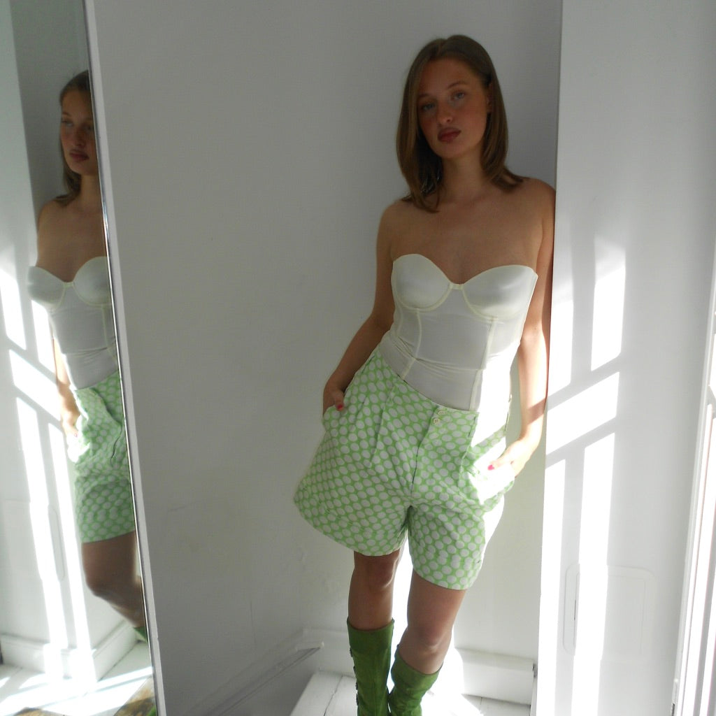 Comme Des Garcons Green Polka Shorts