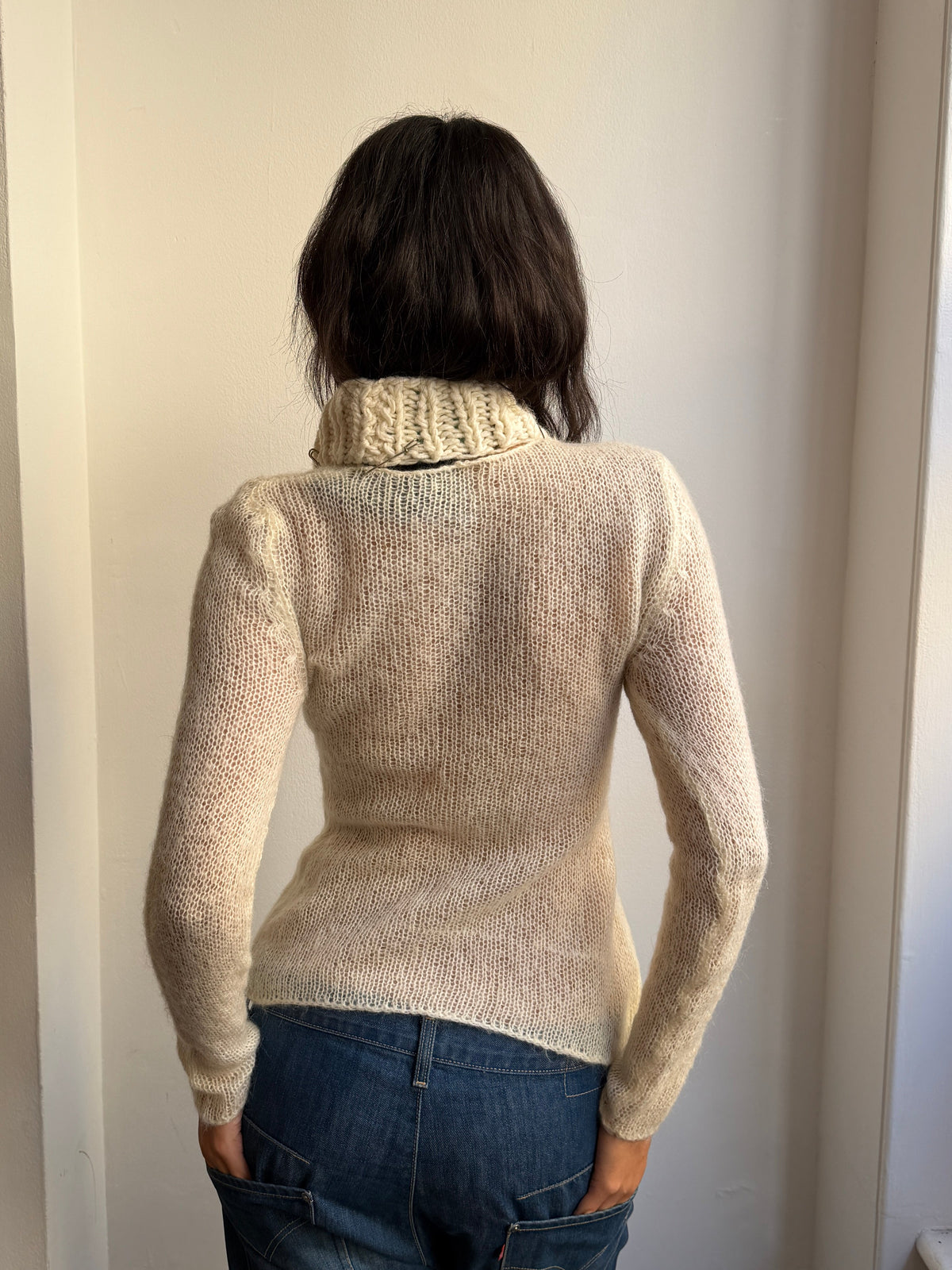Cream Mohair Safety Pin Jumper
