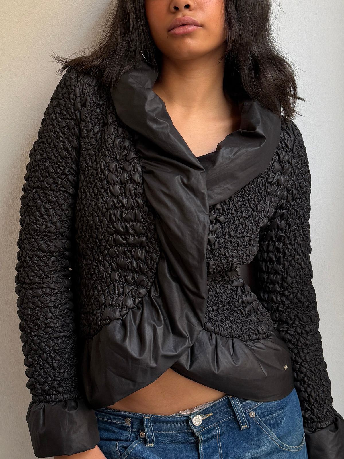 Guess by Marciano Black Textured Puffer Jacket