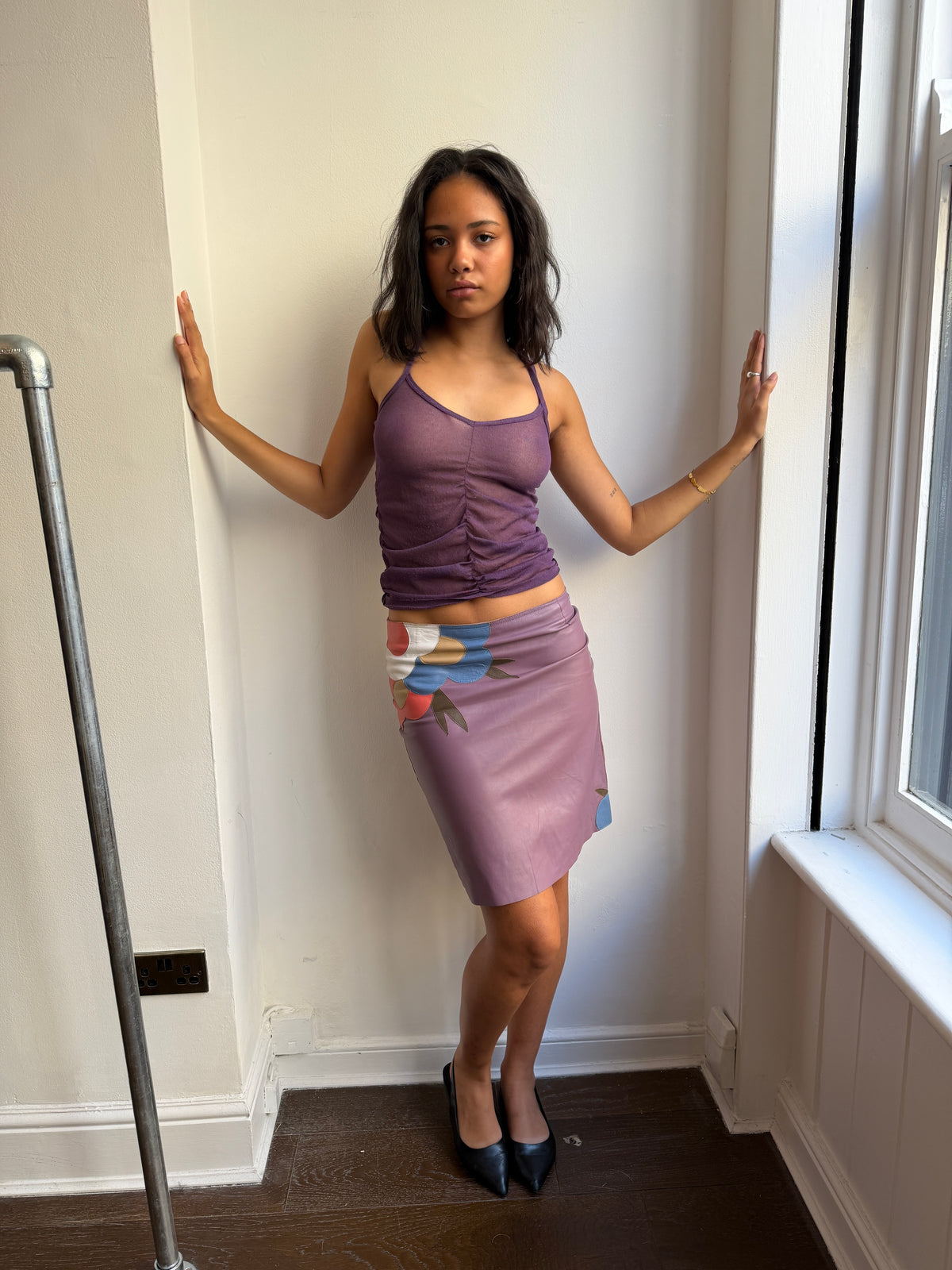 Fendissime  Lilac Leather Skirt