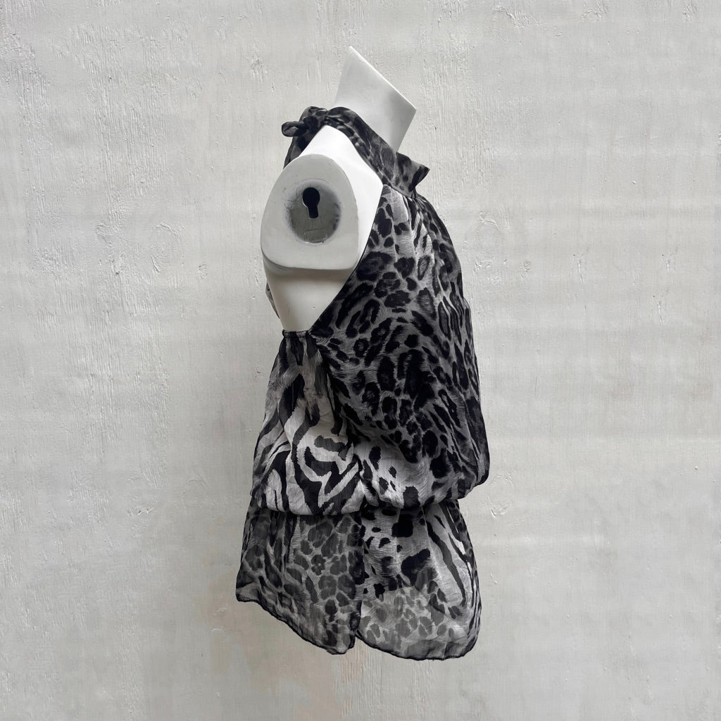 Grey Leopard Print Halter Top